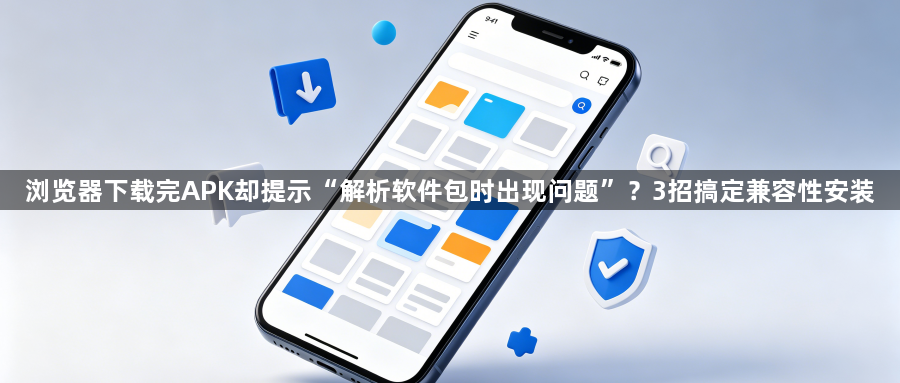 浏览器下载完APK却提示“解析软件包时出现问题”?3招搞定兼容性安装1